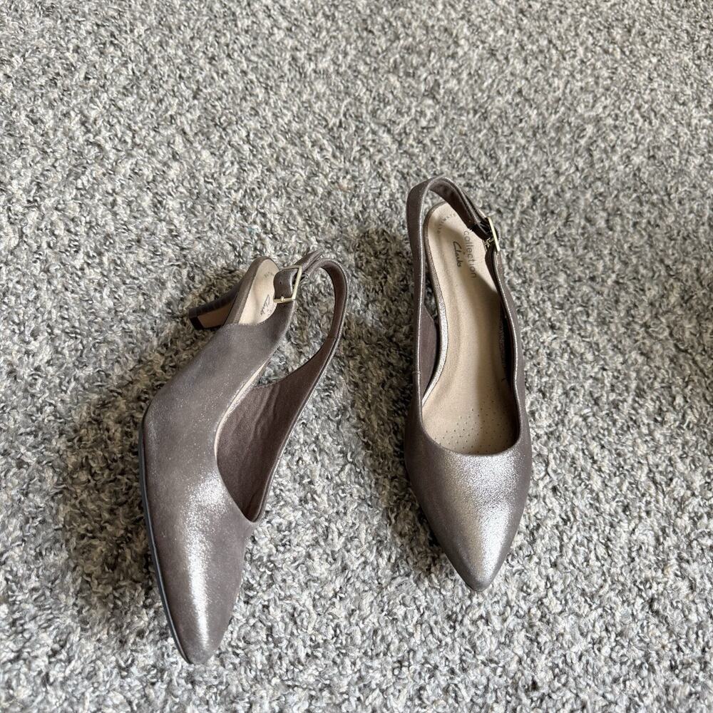 Clark's Linvale Sondra Pumps Brown Metallic Slingback Kitten Heel 8 W NEW READ